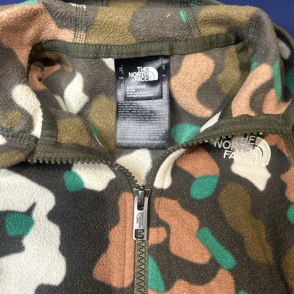 The north face baby camouflage jacket size 6-12 months Fleece‎ Coat Green Brown